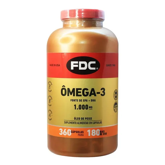 Ômega 3 Fdc Importado 360 Cápsulas de 1000mg Óleo De Peixe Fish oil Epa Dha Foto 1