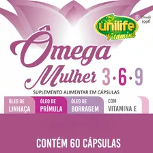 Ômega 3 Mulher 3 6 E 9 1000mg 60 Cápsulas Unilife Vitamins Sabor Sem sabor Foto mini 3