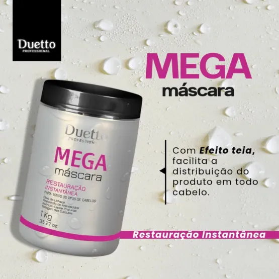 Mega Máscara Restauração Instantânea 1kg Duetto Profissional Foto 1