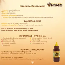 Mel Apicultura Borges De Abelha 100% Natural 1kg Florada Eucalipto Foto mini 3