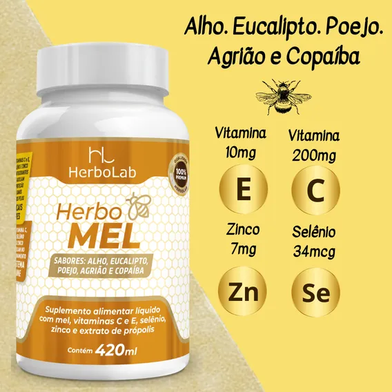 Mel Herbomel Alho Eucalipto Poejo AgriĆ£o CopaĆba 420ml Foto 1