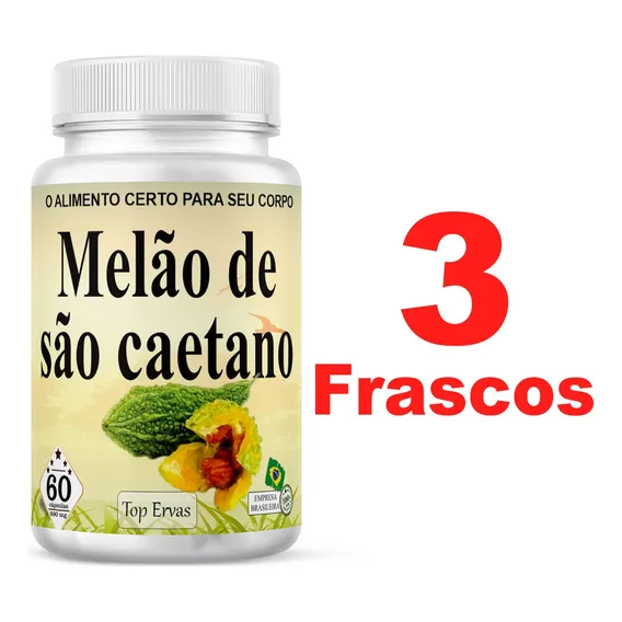 Melão De São Caetano Para Diabetes Puro Natural Caps 3 Pote Sabor Sem Sabor Foto 1