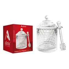 Meleira Pote Porta Mel De Vidro Colmeia 310ml Com Pegador Allmix Foto mini 1