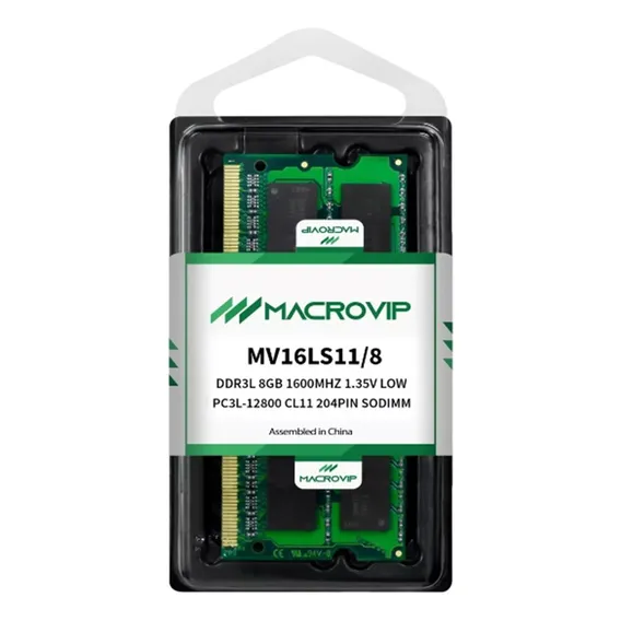 Mem贸ria Notebook Macrovip Ddr3l 8gb 1600mhz Mv16ls11/8 Foto 1