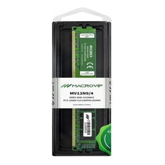Mem贸ria Ram Macrovip Ddr3 4gb Pc3 10600 Cl9 1333mhz Mv13n9/4 Foto 1