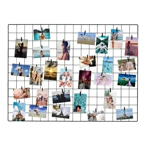 Memory Board Painel De Fotos Tela Aramada 60x80cm Preto Foto 1