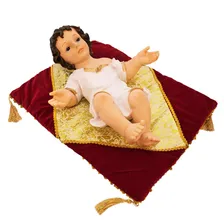 Menino Jesus Roupa Branca Na Almofada 43cm - Enfeite Resina Foto mini 1