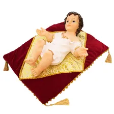 Menino Jesus Roupa Branca Na Almofada 43cm - Enfeite Resina Foto mini 3