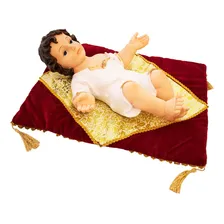 Menino Jesus Roupa Branca Na Almofada 43cm - Enfeite Resina Foto mini 2