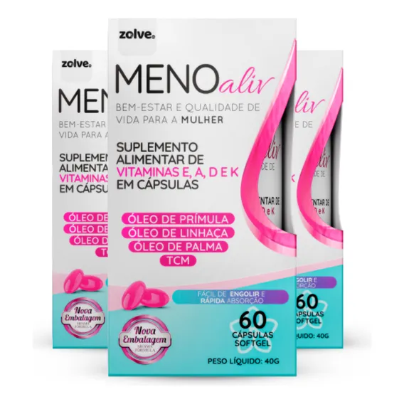 Menoaliv 3 Frascos 60 Capsulas Cada 3 Meses Meno AliVV Foto 1
