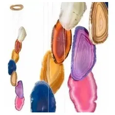 Mensageiro Sino Dos Ventos Móbile Ágata Colorida 7 Pedras Foto mini  3