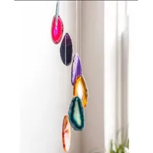 Mensageiro Sino Dos Ventos Móbile Ágata Colorida 7 Pedras Foto mini  2
