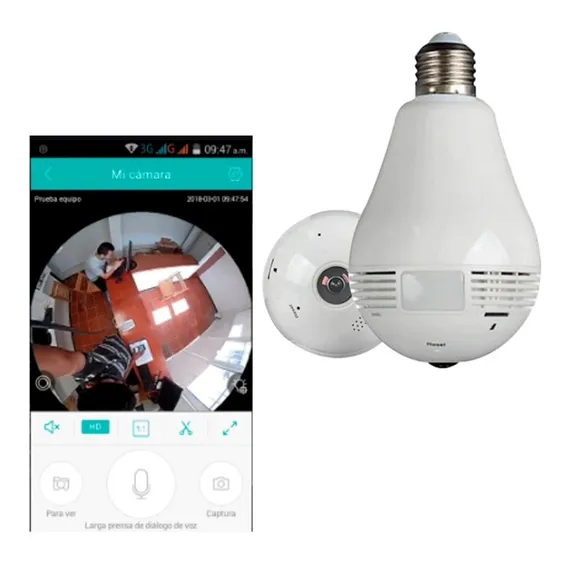 Mercury Lâmpada espiã LED Câmera de 360° resolução HD Luz branca fria Foto 1