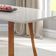 Mesa 4 Lugares Madeira Maciça Com Vidro Canto Fj Foto mini 3