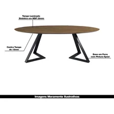Mesa 6 Lugares 218cm Tampo Oval Efron Nogueira/preto Foto mini 4