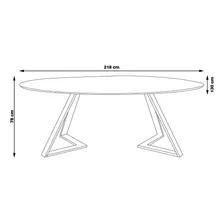 Mesa 6 Lugares 218cm Tampo Oval Efron Nogueira/preto Foto mini 3