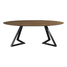 Mesa 6 Lugares 218cm Tampo Oval Efron Nogueira/preto Foto mini 1