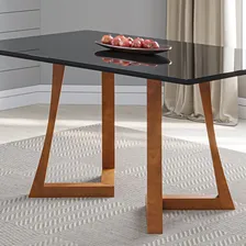 Mesa 6 Lugares Madeira Maciça Com Vidro Canto Fhwt Foto mini  2