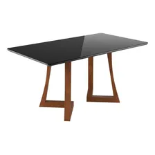 Mesa 6 Lugares Madeira Maciça Com Vidro Canto Fhwt Foto mini 4