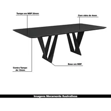 Mesa 8 Lugares 218cm Tampo Com Vidro Shuri Preto/ébano Foto mini 4