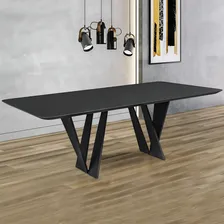 Mesa 8 Lugares 218cm Tampo Com Vidro Shuri Preto/ébano Foto mini 2