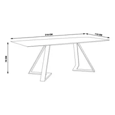 Mesa 8 Lugares 218cm Tampo De Vidro Efron Preto Foto mini 3