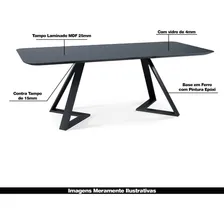 Mesa 8 Lugares 218cm Tampo De Vidro Efron Preto Foto mini 4