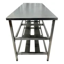 Mesa Aco Inox Industrial 140x70x90 2 Prateleiras Nortinox Foto mini 4