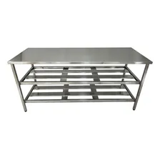 Mesa Aco Inox Industrial 140x70x90 2 Prateleiras Nortinox Foto mini  2