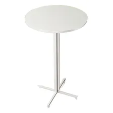 Mesa Alta Bar Bistrô Redonda 100x60cm Branca Industrial Cor Branco Foto  mini 1