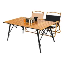 Mesa AlumÃnio Dobrável Portátil 120x70cm Camping Madeirado Foto mini 2