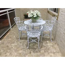 Mesa Alumínio Fundido Viena 80cm Para Jardim Piscina Varanda Cor Branco Foto mini  3
