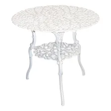 Mesa Alumínio Fundido Viena 80cm Para Jardim Piscina Varanda Cor Branco Foto  mini 1