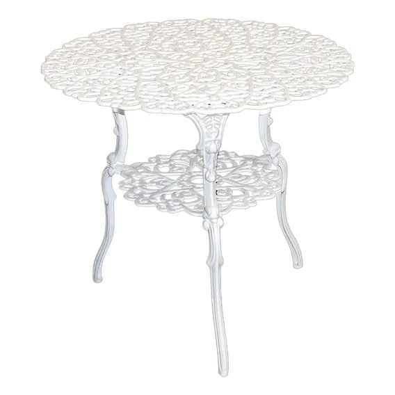 Mesa Alumínio Fundido Viena 80cm Para Jardim Piscina Varanda Cor Branco Foto 1