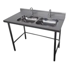 Mesa Bancada 1.18x60x88mt 02cubas Lado Direito Aço Inox Foto  mini 1