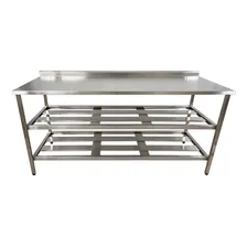 Mesa / Bancada 100% Inox 1900x600x900 Com 2p E Espelho Foto mini  2