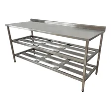 Mesa / Bancada 100% Inox 1900x600x900 Com 2p E Espelho Foto  mini 1