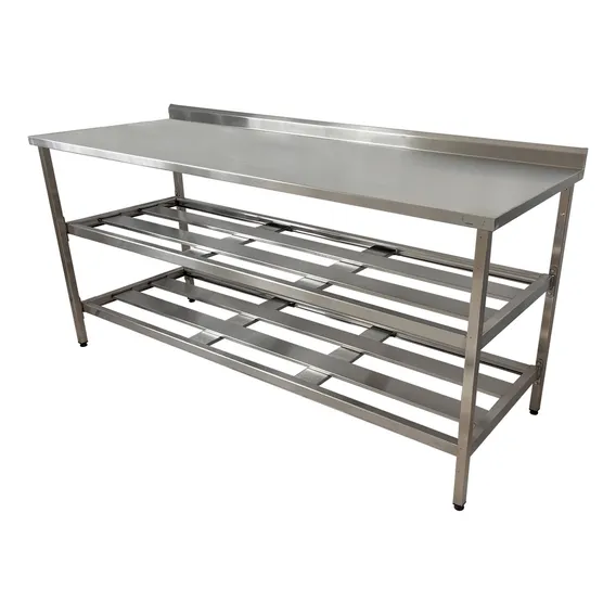 Mesa / Bancada 100% Inox 1900x600x900 Com 2p E Espelho Foto 1