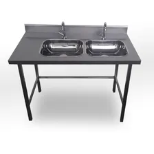 Mesa Bancada 1.18x60x88mt 02cubas Lado Direito Aço Inox Foto mini  2