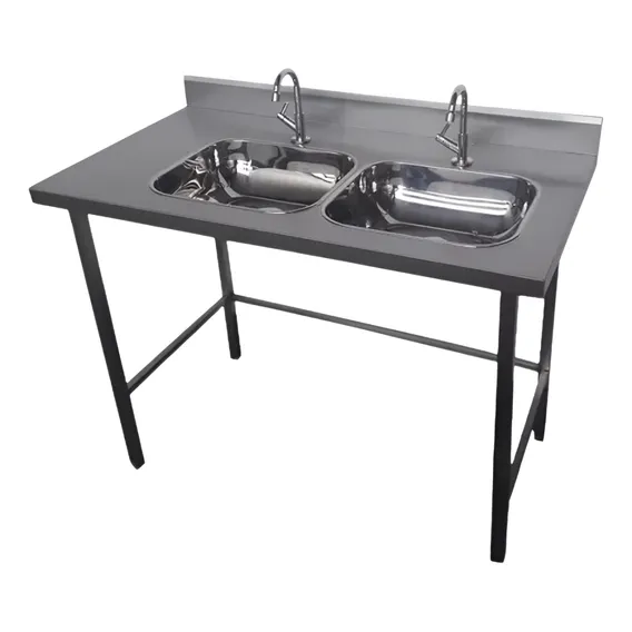 Mesa Bancada 1.18x60x88mt 02cubas Lado Direito Aço Inox Foto 1