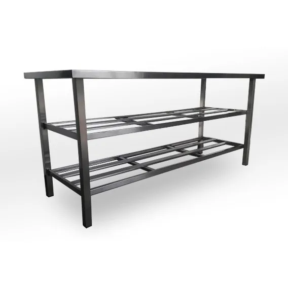 Mesa Bancada Aço Inox 140x70x88mt Paneleiro Duplo Foto 1