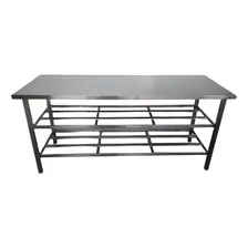 Mesa Bancada Aço Inox 190x70x88mt Paneleiro Duplo Foto mini 1
