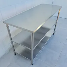 Mesa Bancada Inox 2 Prateleiras Restaurante 200x50x90 Foto mini 3