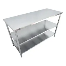 Mesa Bancada Inox 2 Prateleiras Restaurante 200x50x90 Foto mini 1