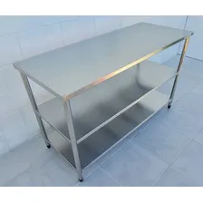 Mesa Bancada Inox 2 Prateleiras Restaurante 200x50x90 Foto mini 4