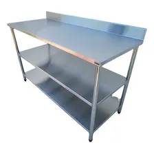 Mesa Bancada Inox Com Espelho E Dois Paneleiros 130x70x90 Foto mini 1