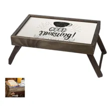 Mesa Bandeja Servir Café Manhã Na Cama Madeira Pé Dobrável Foto  mini 1