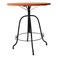 Mesa Bistr么 Tampo 70cm Ferro E Madeira Regul谩vel E Girat贸ria Cor Preto Foto mini 2