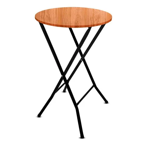 Mesa Bistrô Alta Dobrável Preta C/ Tampo 60cm Redondo Bar Cor Preto Fosco Foto 1