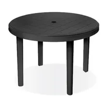 Mesa Branca De Plástico Redonda Desmontável Cor Preto Foto mini 1